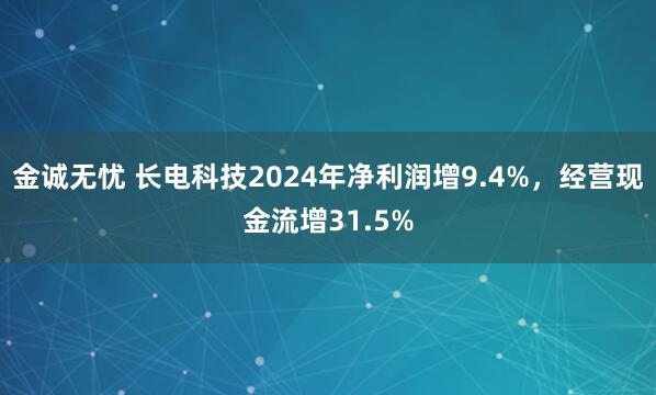 金诚无忧 长电科技2024年净利润增9.4%，经营现金流增31.5%